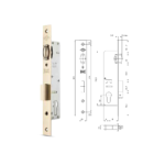 قفل مخفي بأسطوانة (نوع ضيّق) للأبواب الألومنيوم الدوّارة بدون صفيحة مواجهة وبدون روزت