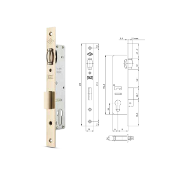 قفل مخفي بأسطوانة (نوع ضيّق) للأبواب الألومنيوم الدوّارة بدون صفيحة مواجهة وبدون روزت